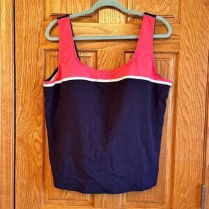 Land's End Women's Plus Tankini Swim Top 24W 3X Multicolor Pink Blue Like New